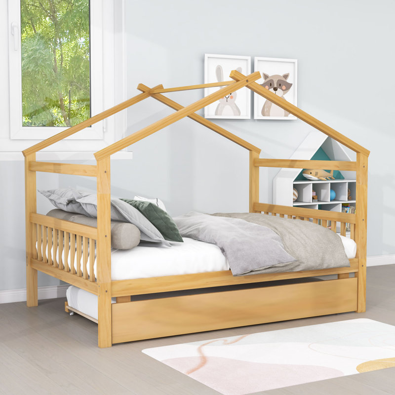 Patchin Wood Daybed with Trundle and Slats, Full, Natural