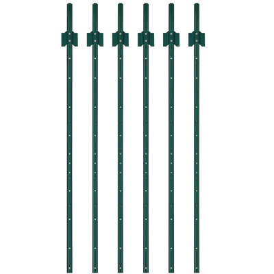 4FT Heavy Duty U-Channel Steel Fence Posts, No-Dig Metal Stakes, Easy Install for Garden Wire Fencing, 6 Pack