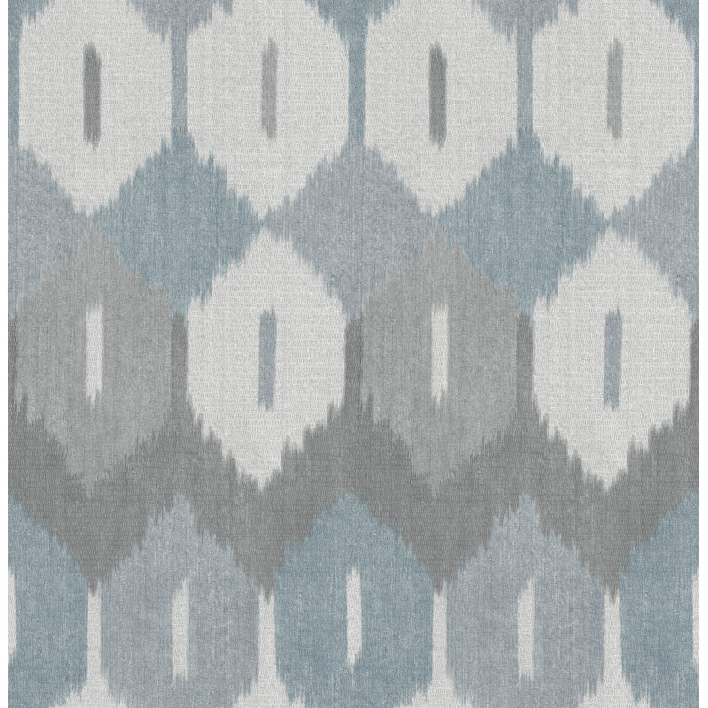 Abilene Apricot Ikat Wallpaper, Blue