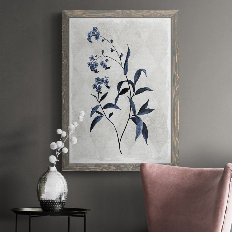 Harlequin Botanical I, reproduction d'art sur toile, H 37,5 po x l 27,5 po x P 1 po, Encadré gris
