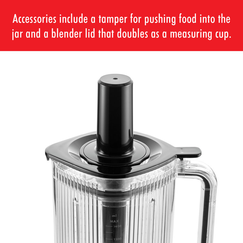 ZWILLING Enfinigy 64-oz. Countertop Power Blender, Smoothie Blender, Crush Ice, Frozen Desserts, Silver and Black, Black