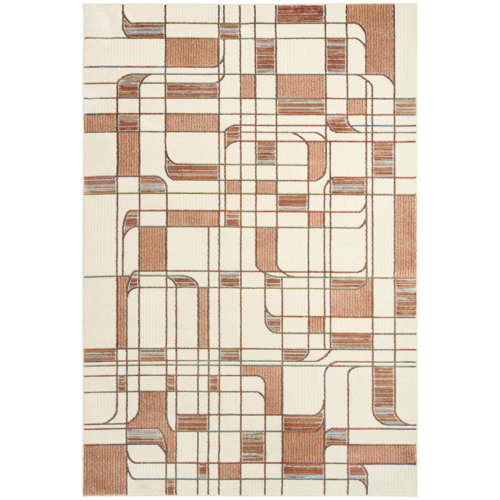 Ebern Designs Nordic Ivory Rust Mid-Century Modern Indoor Rug & Reviews ...