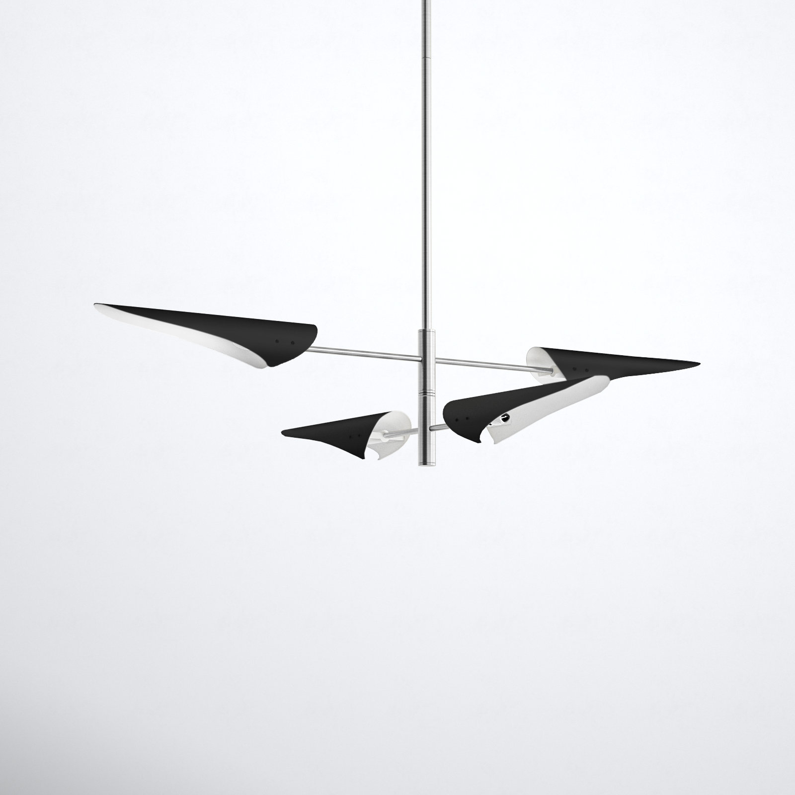 Cortina 4 - Light Metal Dimmable Chandelier, Brushed Nickel, Black