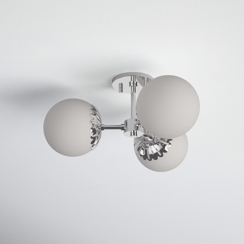 Deniaud Glass Semi Flush Mount, Polished Nickel