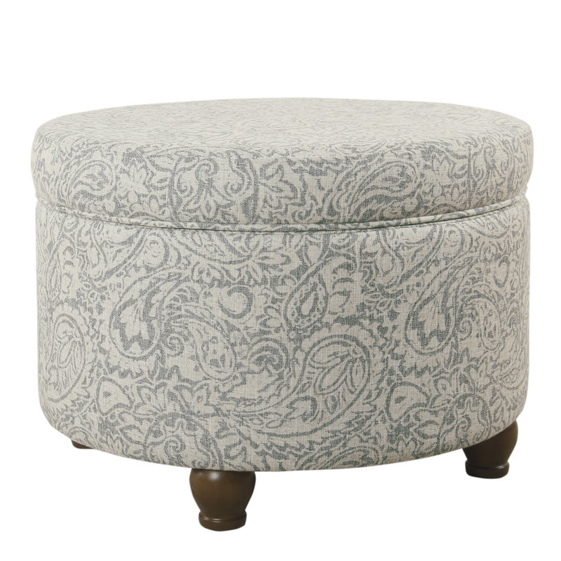 Denning Upholstered Ottoman, Grey Paisley Floral