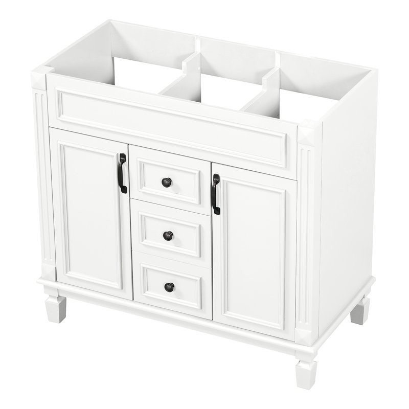 Meuble-lavabo de 36 po sans lavabo supérieur, armoire seulement, armoire de rangement moderne avec 2 portes à fermeture douce et 2 tiroirs (PAS D'ÉVIER