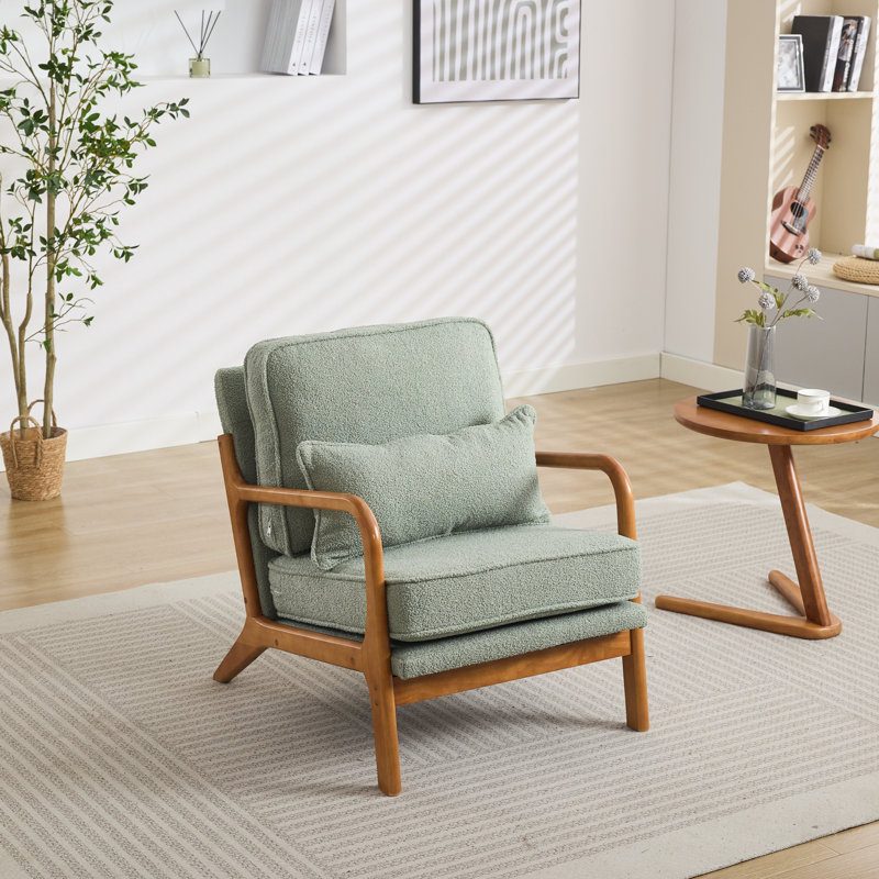 Homister Upholstered Armchair, Light Green Polyester
