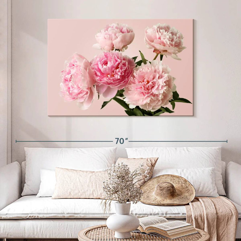 Bouquet de pivoines roses, H 32 po x l 48 po