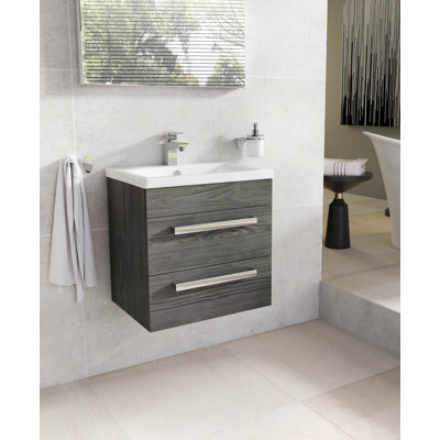 515mm Single Bathroom Vanity with Semi-Recessed Ceramic Basin