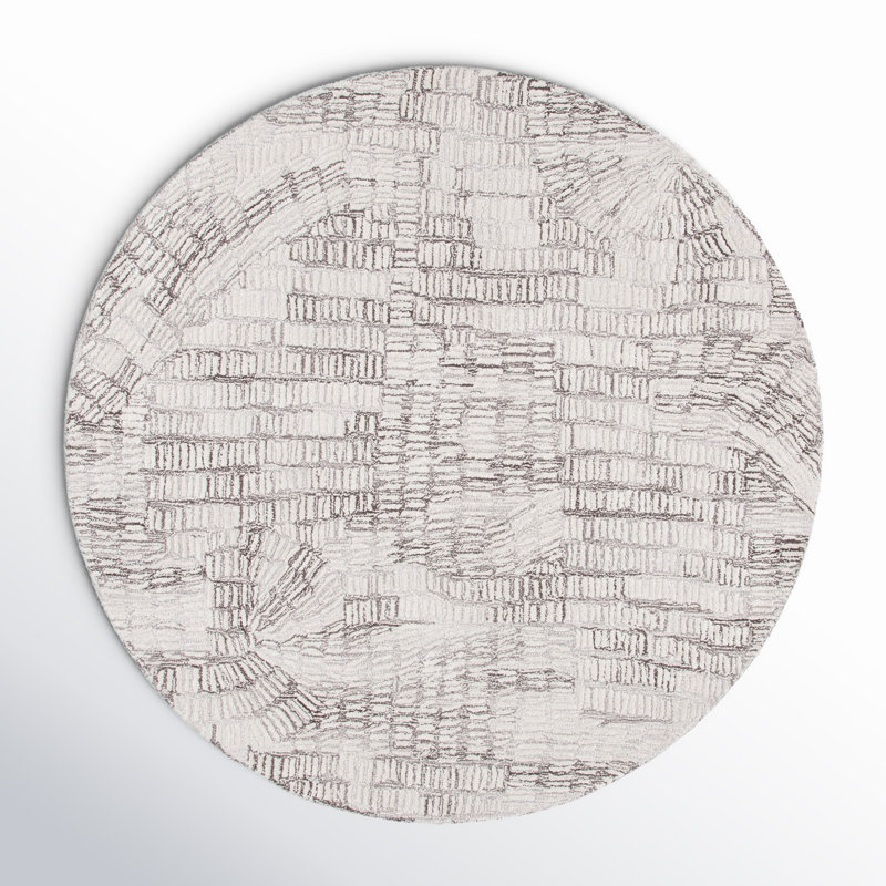 Ashwin Abstract Hand Tufted Area Rug in Brown/Ivory, Round 6'