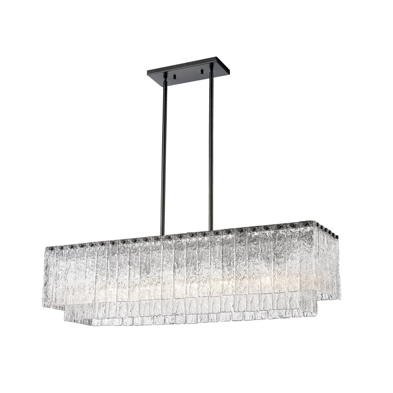 Sophus 5 - Light Dimmable Kitchen Island Square / Rectangle Chandelier, Matte Black
