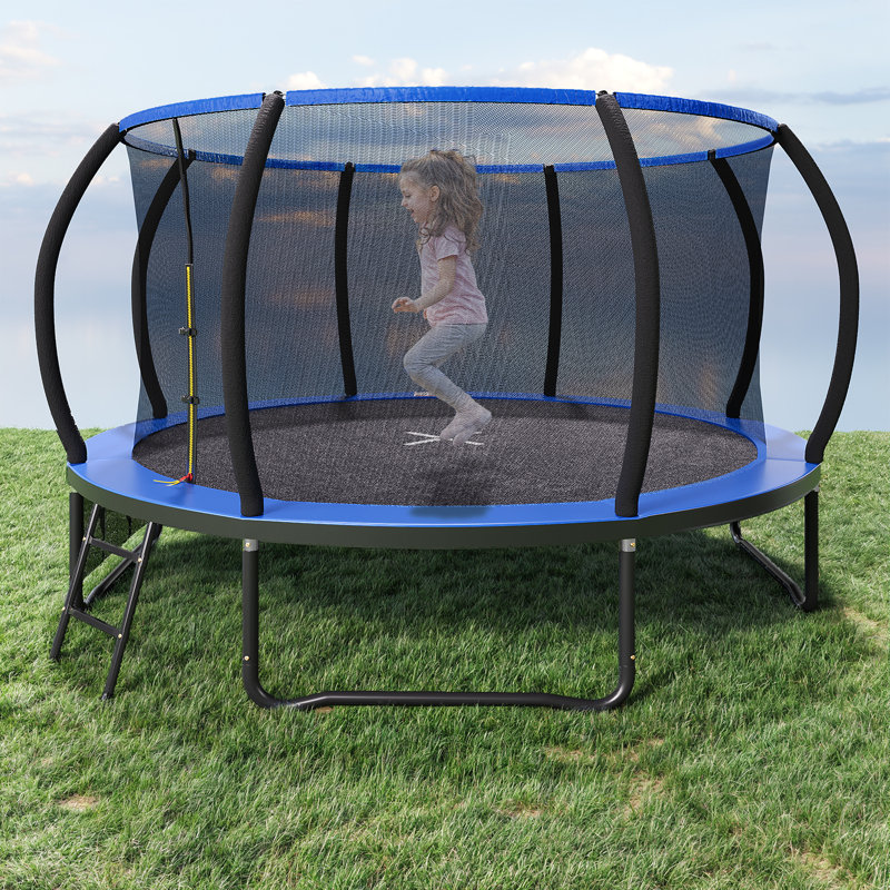 Maxway Furniture ft Oval Backyard Trampoline with Safety Enclosure, Blue