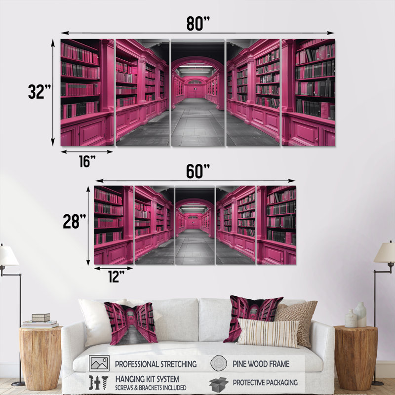 Baringer - Ensemble d'art mural bibliothèques, H 32 po x l 80 po
