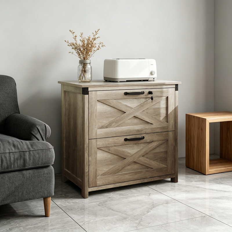 Classeurs latéraux en bois 31,3 po à 2 tiroirs avec serrure pour bureau personnel, format lettre / légal / A4 / F4, assemblage requis