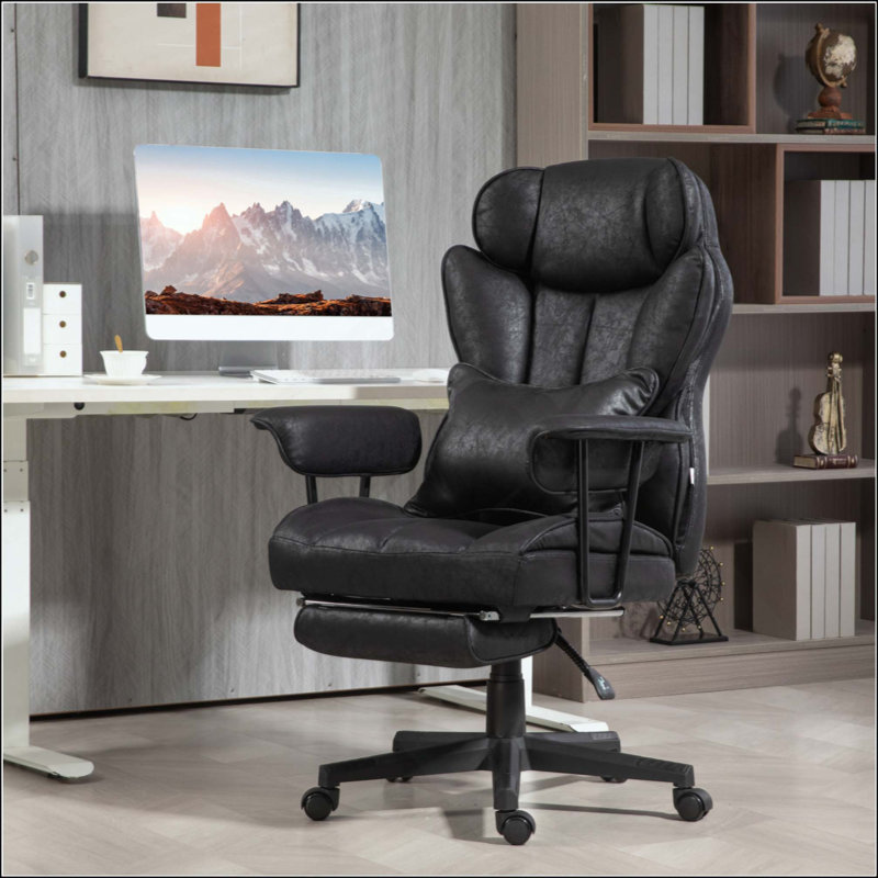 Fauteuil de direction, fauteuil de bureau grand et grand 400 lb avec repose-pieds, fauteuil de bureau en microfibre avec support lombaire, fonction inclinable et siège large