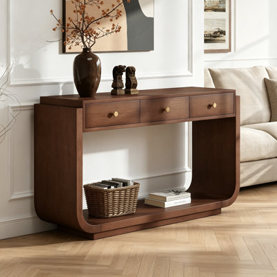 Console de style classique, 3 tiroirs de rangement, tablette de présentation, pieds courbés, finition peinte, entrée / couloir / salon, noir