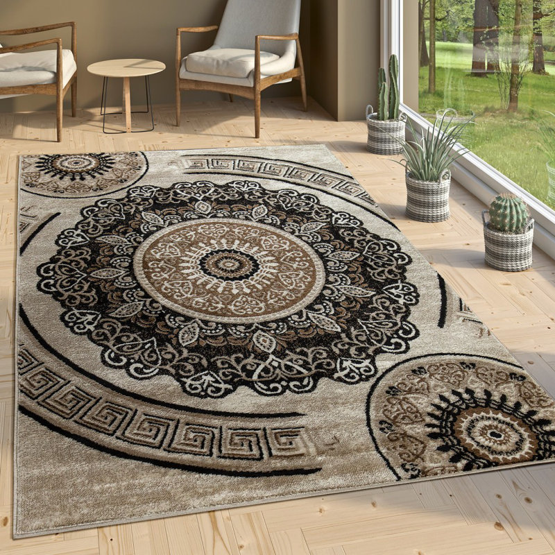 Camborne Damask Flatweave Area Rug, Rectangular 240cm x 340cm