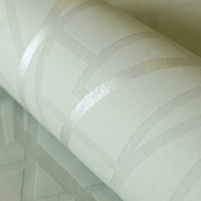 Slow Living Metallic Geometric Lines Wallpaper Roll , Wasabi Green
