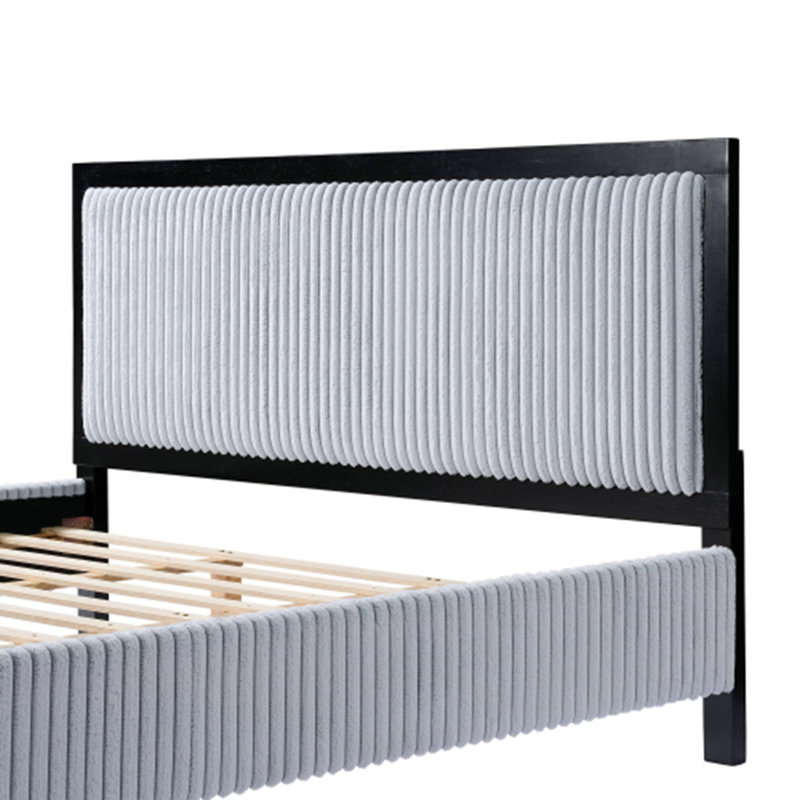 Grand lit tapissier avec tête de lit moelleuse, Grand lit