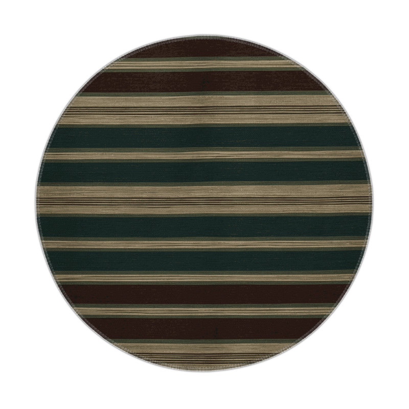 Tapis intérieur / extérieur brun HorizontalStripes, Rond 5 pi