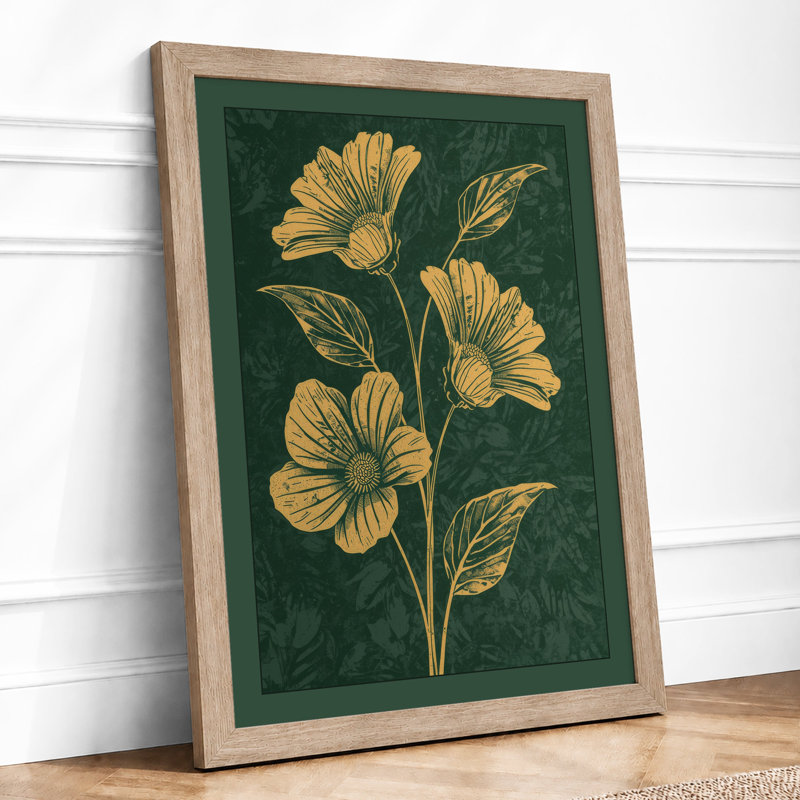 Golden Study Botanical - Framed Print, Oak, A3 - 42.0 x 29.7 cm