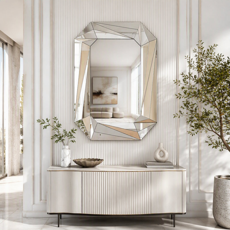 Diamond Shaped Large Wall Mirror for Decor Elegant Living Room