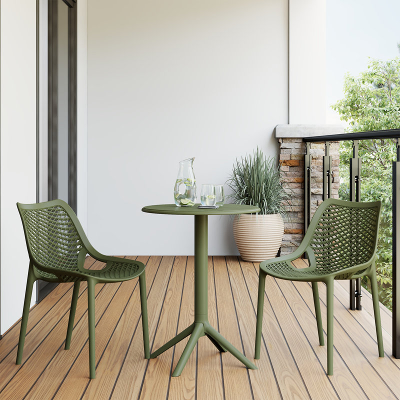 2-Person Outdoor Round Dining Set, Green