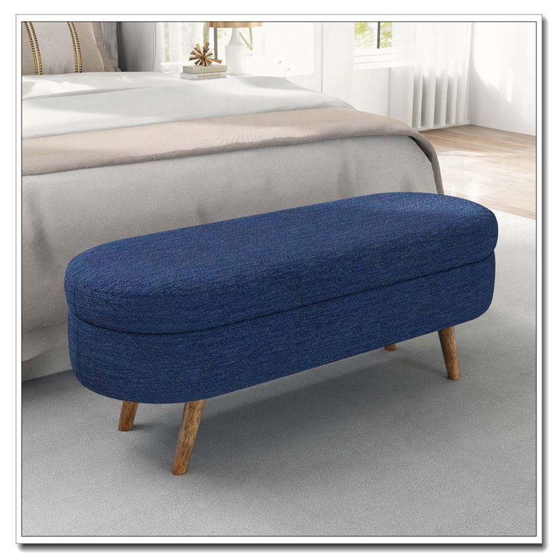 Banc de rangement repose-pieds ovale, Bleu