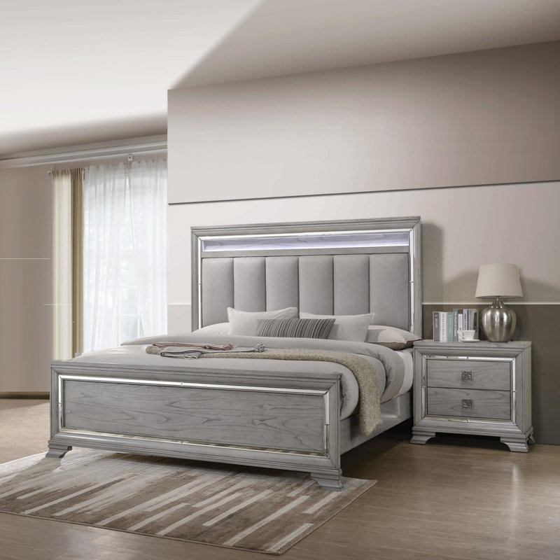 Modern Panel Bed Nightstand 3pc Set, King