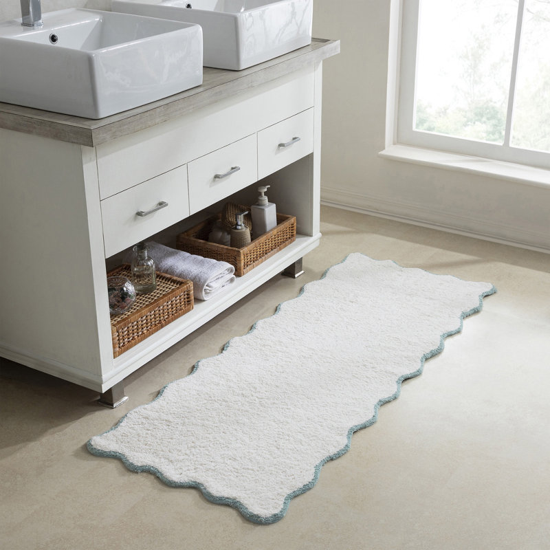 Ebern Designs Home Whitman Cotton Bath Rug, Single - 34" L x 21" W, White
