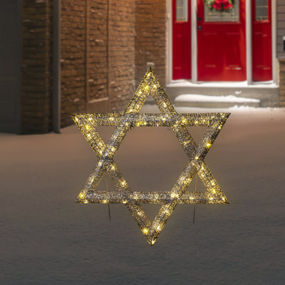 LED Lighted Sequined Star Of David Hanukkah Outdoor Decoration - 36"
