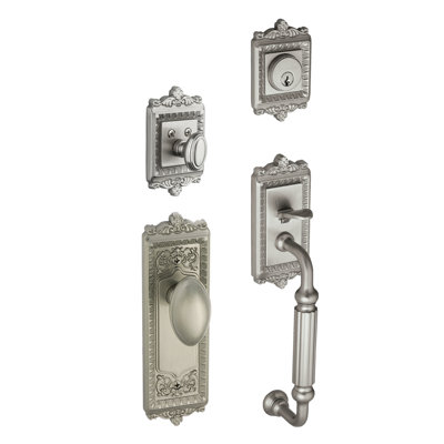 Jeu poignées avec bouton de porte verrou et eden et rosette à cylindre simple Windsor