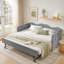 Lit de jour simple tapissier en vichy avec gigogne gigogne et poche de rangement, canapé-lit multifonctionnel en bois massif pour chambre d'enfant, noir-494095490-494095613