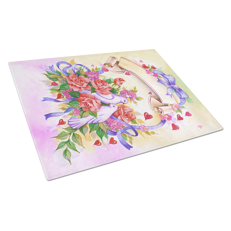 Planche à découper bouquet de mariage en verre trempé