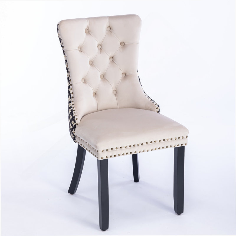 Classic Velvet Dining Chairs, Beige Velvet