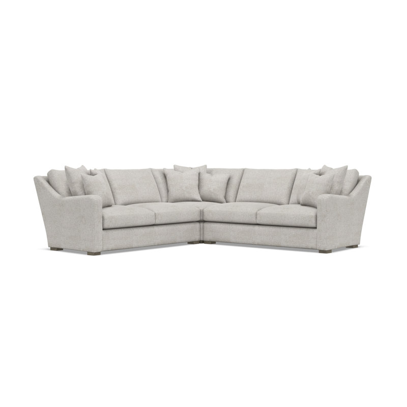 Bernhardt Ventura 3-Piece Fabric Sectional, Light Gray Polyester, 34.5" H x 107.5" W x 107.5" D, Symmetrical
