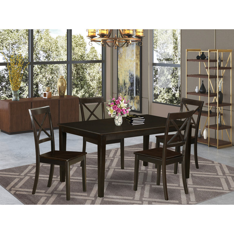 5 Piece Dining Table Set for 4 Includes a Rectangle Kitchen Table and 4 Dinette Chairs, 36x60 Inch, Cappuccino