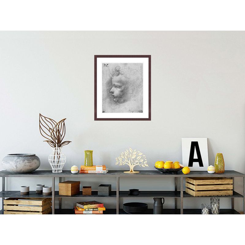 Head of a child (pencil on paper) (b/w photo) by Leonardo da Vinci -Framed Giclee Print, H 27,23 po x l 23,5 po