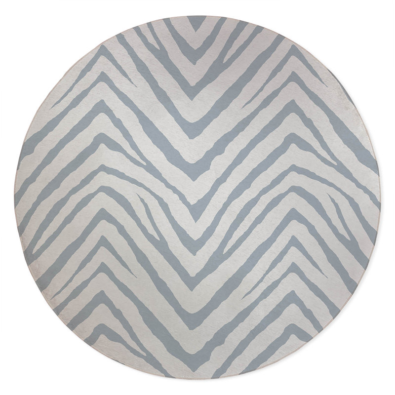 Zebra Stripe Non-Slip Outdoor Rug, Round 5'