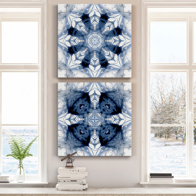 Indigo Kaléidoscope III - ensemble de 2 reproductions d'art sur toiles tendues, H 16 po x l 32 po x P 1 po