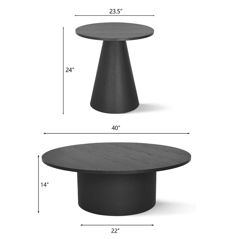 Carnisha 3-Piece Round Nesting Coffee Table Set