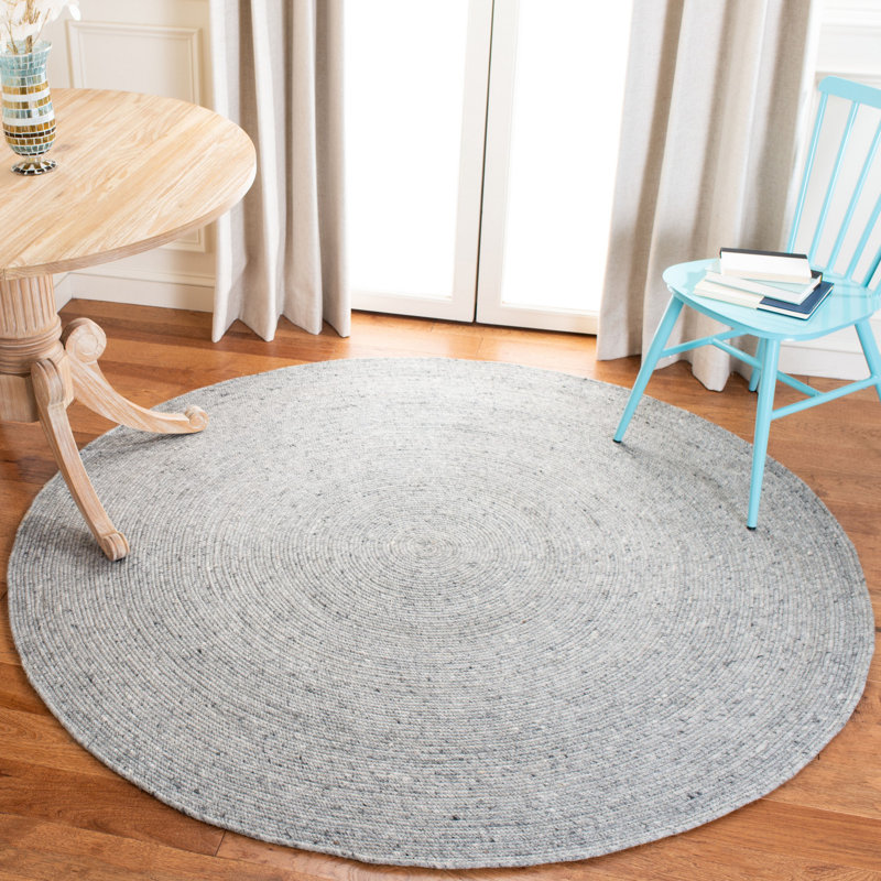 Tapis de couleur unie en laine tissé à la main 0,6 Cordero 0,4, Rond 4 pi