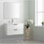 Meuble-lavabo à double tiroir à fermeture amortie en panneaux de particules avec lavabo pour salles de bains modernes