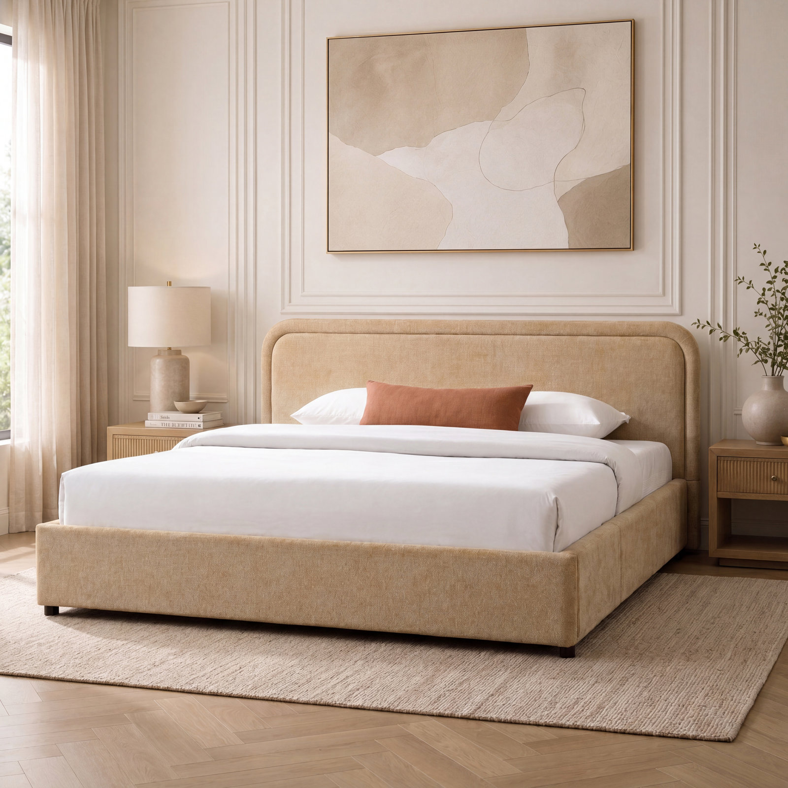 Baneza Platform Bed, King, Sand