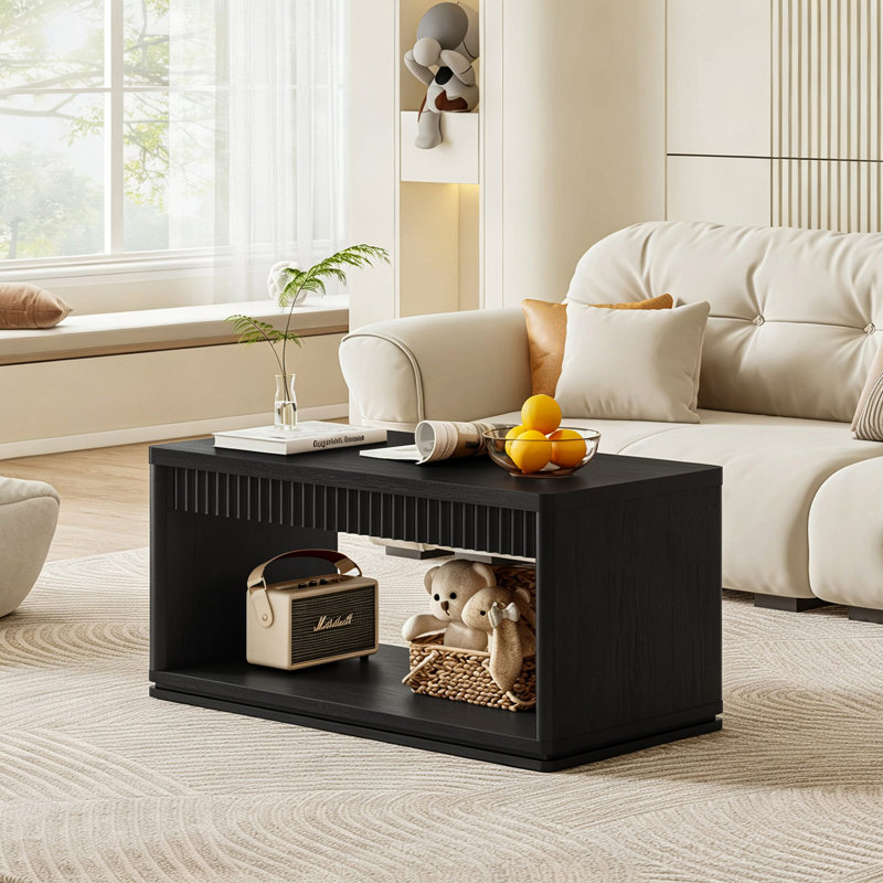 Table basse à motif ondulé Guinna, Black Oak