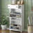 Shoe Cabinets with Adjustable Panels &amp; 3 Drawers, 12-Pair Capacity, Off-White &amp; Wood Grain, Contemporary | Hallway
