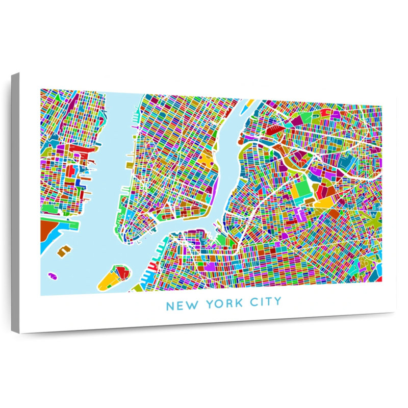 Carte de New York en couleur Aliaz, H 26 po x l 39 po