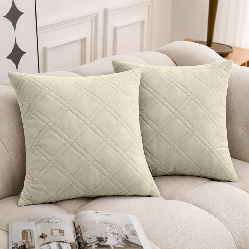 Geometric Square Throw Pillow Insert, Beige