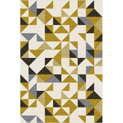 Multi-Colored Geometric Triangle Patterned Decorative Rug