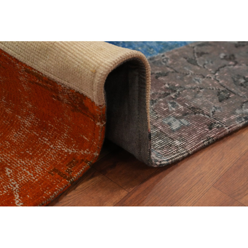 Multicolor Wool Distressed Patchwork Area Rug 7x10